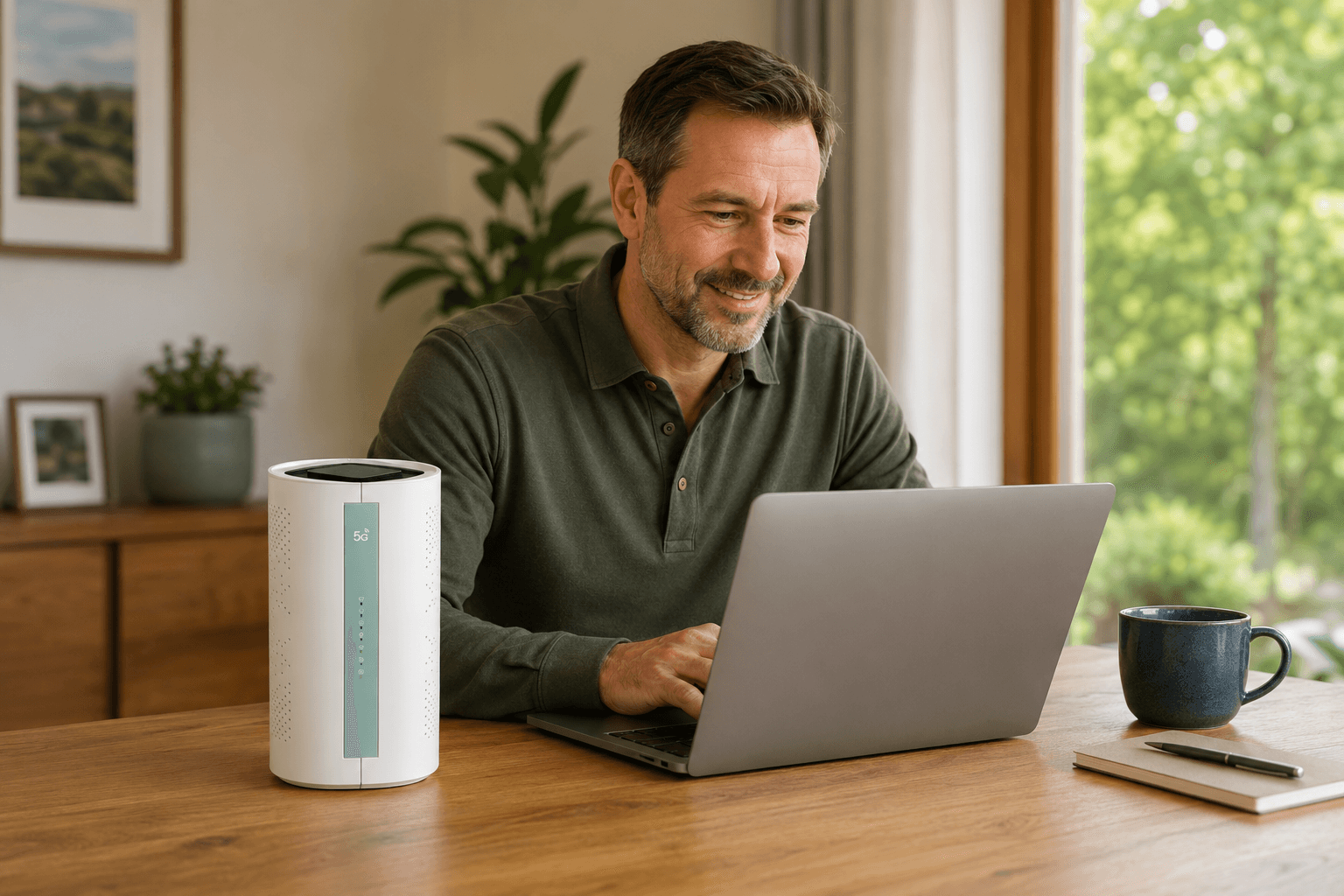 Un client connecté chez lui au wifi de sa box internet Bleubox